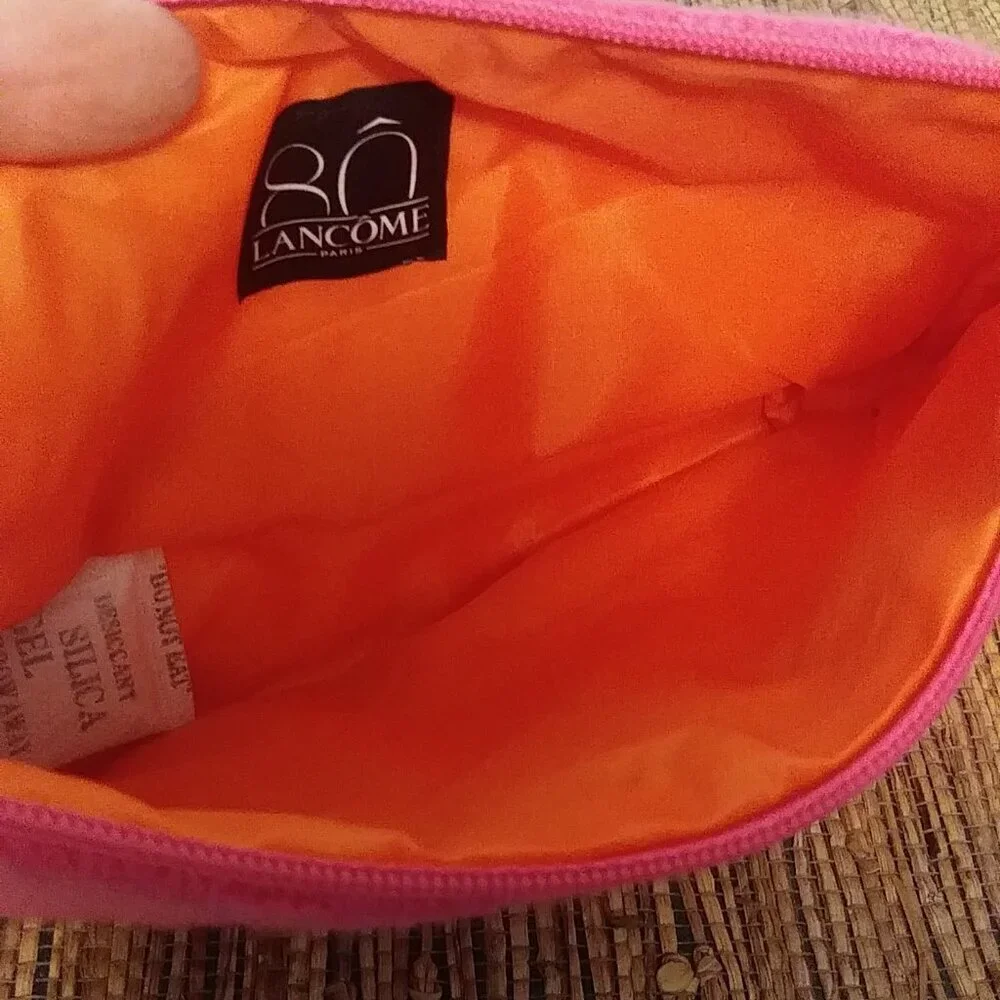 LANCOME Paris Pink Sweater Makeup Bag 💖 Bow Detail NWOT